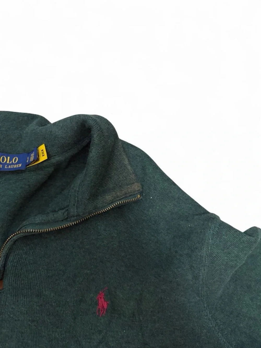 Polo Ralph Lauren Forest Green Quarter Zip Pullover Preppy Vintage Style